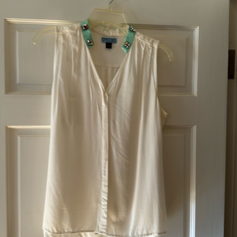 Jewel collar on aqua trim stunning detail